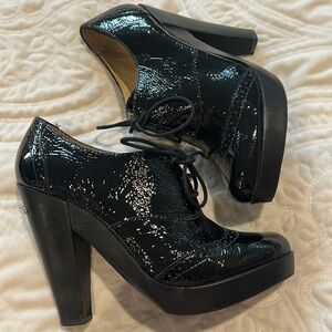 Michael Kors Black Patent Heeled Oxfords-sz 8M